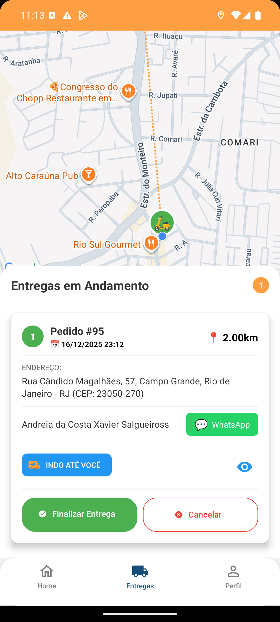 App do Entregador - Tela 3